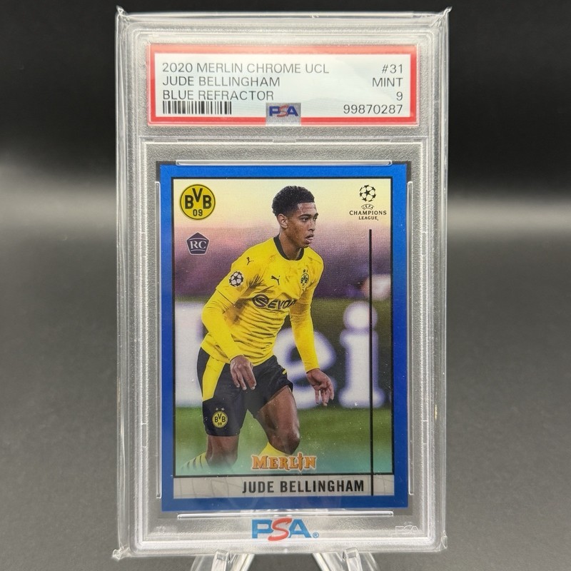 2020-21 Topps Merlin Chrome UEFA Jude Bellingham RC Blue #/75 Dortmund PSA 9