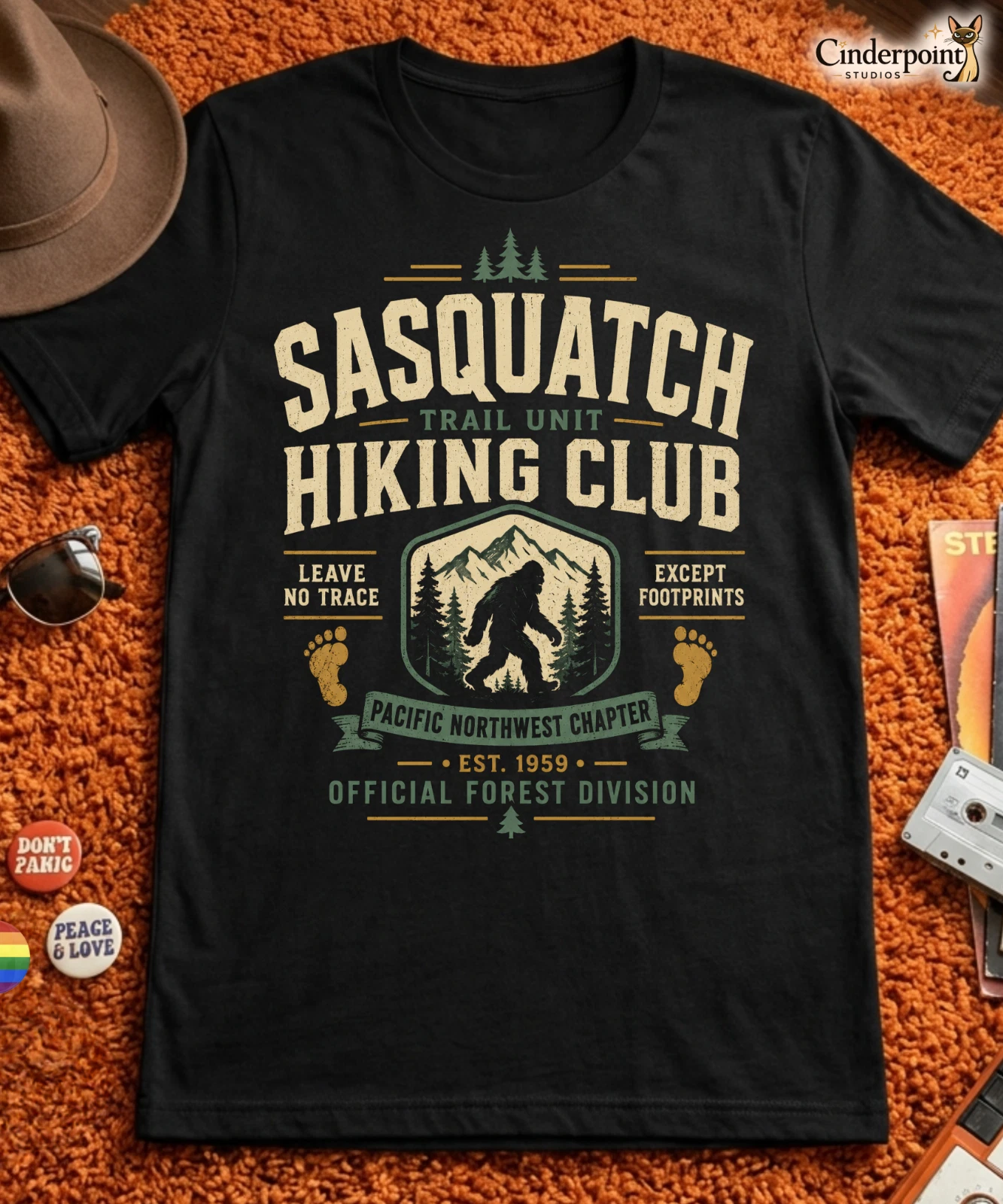 Sasquatch Hiking Club Shirt Bigfoot Cryptid Trail Pacific Northwest Tee XS-5XL
Opens in a new window
