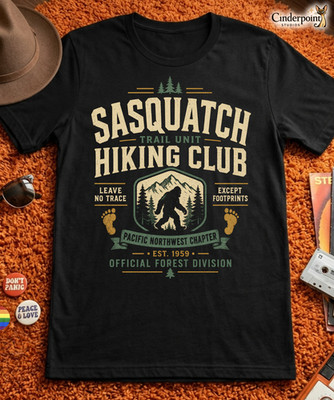 Sasquatch Hiking Club Shirt Bigfoot Cryptid Trail Pacific Northwest Tee XS-5XL