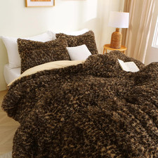 Cheetah Print Faux Fur King Comforter Set - Ultra Soft Cozy Bedding