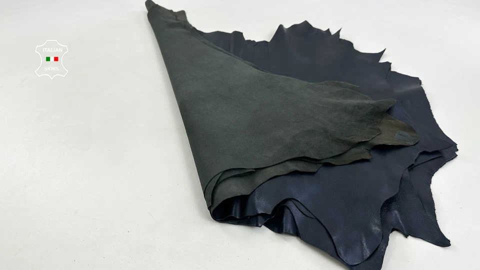 BLUE BLACK DISTRESSED ROUGH Italian Goatskin Leather 5 skins 22+sqf 1.0mm #C5925 - Image 3 of 4