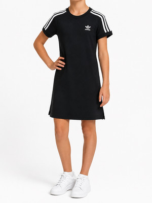 Adidas Unisex Kids Black Athletic T-Shirt Dress Size S Logo