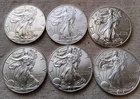 6pc Mixed Date Six American Silver Eagle 1oz .999 Silver Coin Lot See Pics