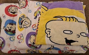 Vintage Rugrats Twin Sheet Set 1999 Nickelodeon Flat And Fitted Sheet Pillowcase