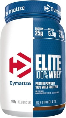 Dymatize Elite 100% Whey Rich Chocolate 942g - 26 Portionen hoch, weiß 