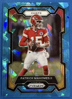 Patrick Mahomes 2023 Panini Prizm Blue Ice Prizm 15/99 Jersey Number Match