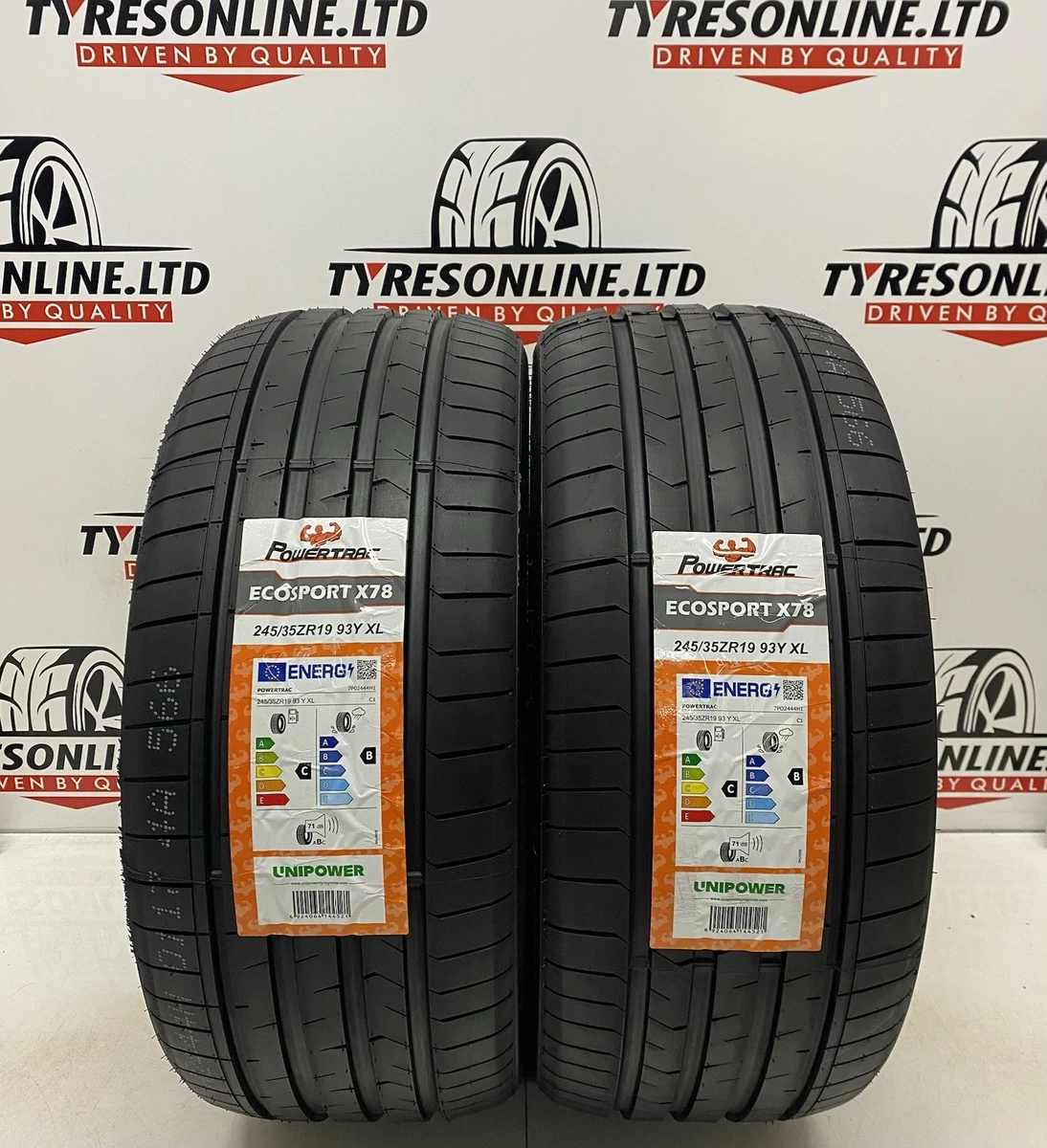2 X 245 35 19 POWERTRAC X78 93Y XL 245/35ZR19 C B RATED LABELS M+S