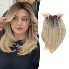 Human Hair New Fashion Women's Long Natural Brown Mix Blond Wigs 14 In