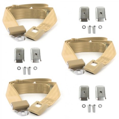  B Truck 1948-1953 Std. 2pt Tan Lap Bench Belt Kit w/Brackets-3 Blts