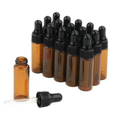 15Pcs Amber Glass Dropping Bottles 1ml 2ml 3ml 5ml Mini Essential Oil Dropper Bo