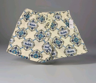 Cerveza Modelo Men's 5'' Swim Trunks From Ripple Junction Cream Color Size Small 