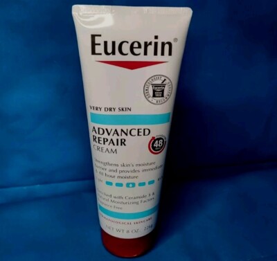 Eucerin 48HR Advanced Repair Cream For Very Dry Skin Fragrance Free 8oz New
