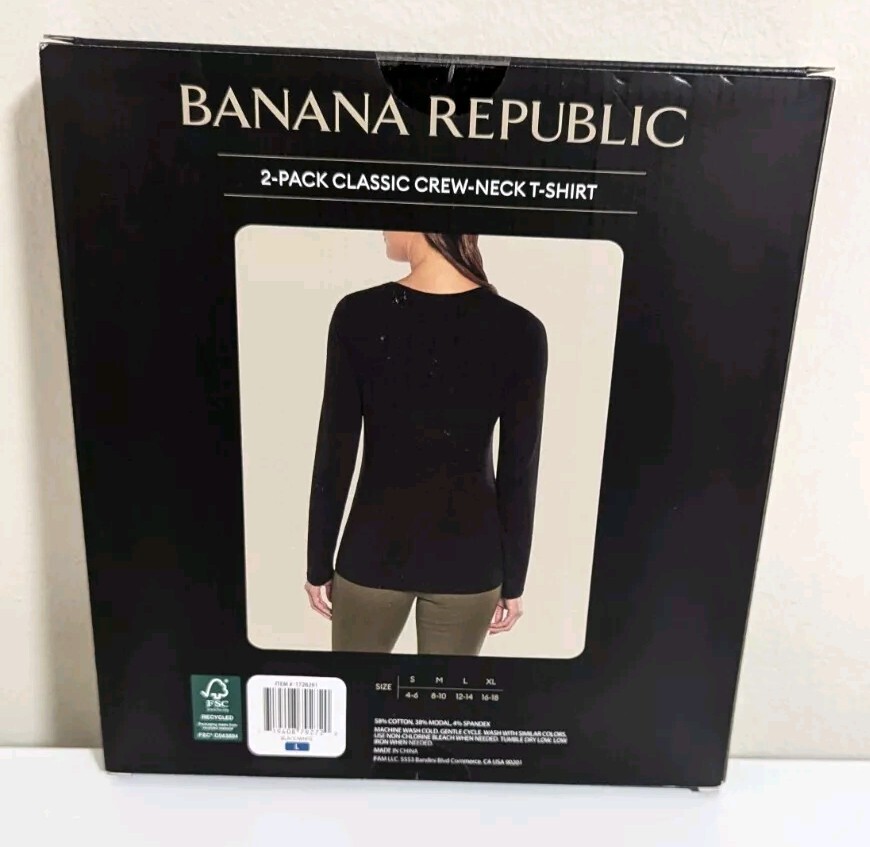 Banana Republic Women's L 2-Pack Classic Crew-Neck T-Shirt