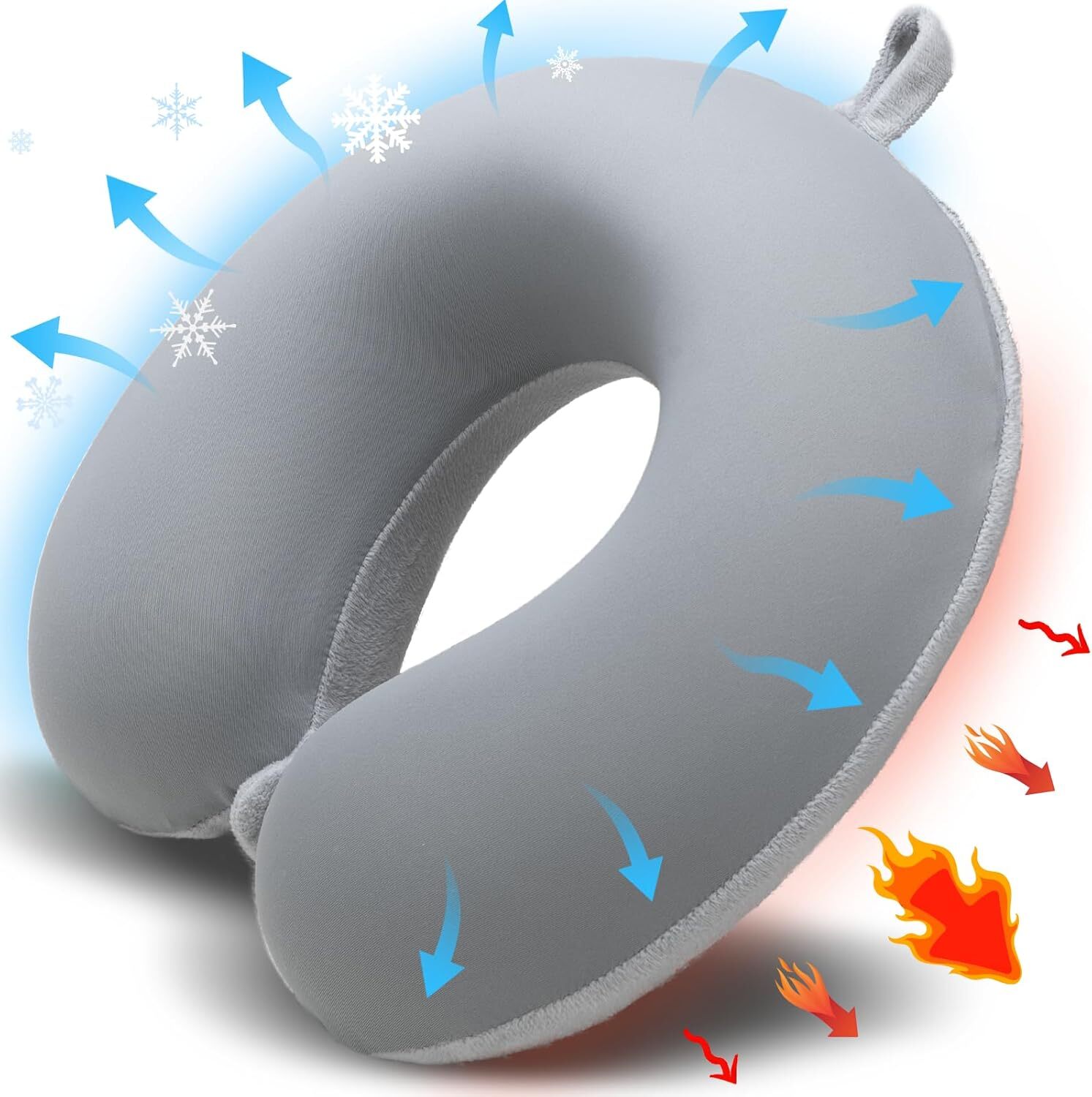 Travel Pillow, Memory Foam Neck Pillow for Traveling Winter Small, Gray-image
