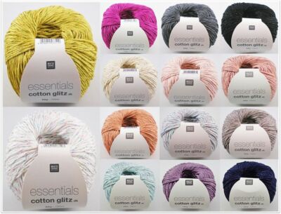 50g Essentials Cotton Glitz dk Baumwolle Häkelgarn Stricken Häkeln GP 79,80 /1kg