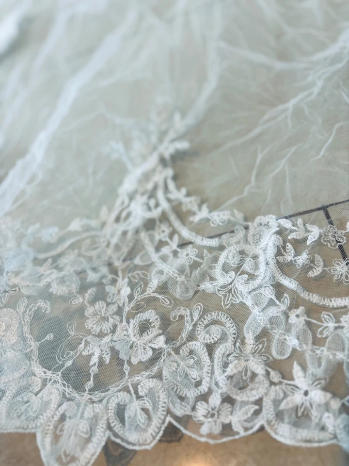 3M Catedral Largo Novia Boda Velo Tocado Perlas Blanco + Peine de Metal 1T Foto 2 de 2