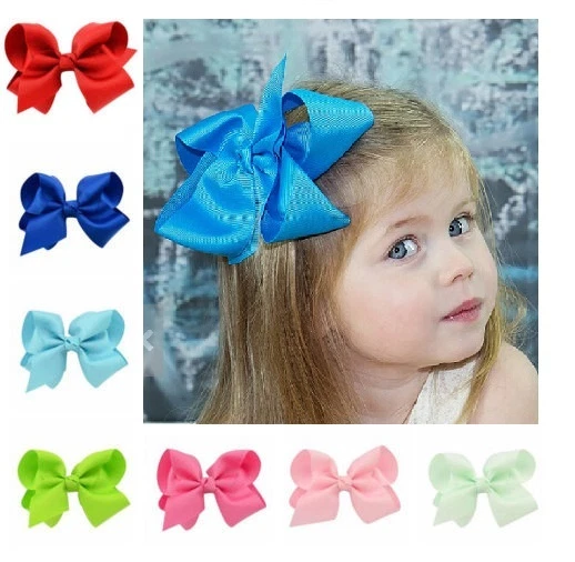 5 INCH BIG BOWS BOUTIQUE HAIR CLIP PIN ALLIGATOR CLIPS GROSGRAIN RIBBON BOW GIRL