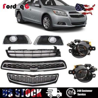 Front Upper+Lower Grille Foglights Bezels Combo 7pcs For 2013 Chevrolet Malibu