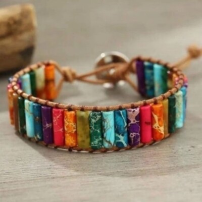 Pride2025 Natural 7 Chakra Healing Rainbow Bracelet Women Proud Multicolor Gift