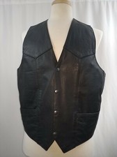 Extreme Biker USA Black Leather Biker Vest Si...