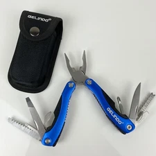 Gelindo Premium Multi Tool Pocket Knife Blue With Case Pliers Saw File