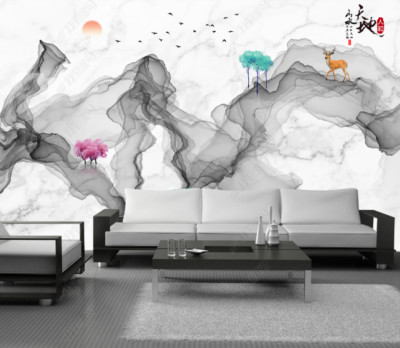 3D Abstract Landscape Elk Wallpaper Wall Mural Removable Self-adhesive 13