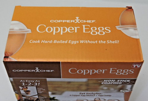 Copper Eggs Chef Boiled Egg Maker 4 Eggs Caddy Recipe Book in Box - Picture 9 of 10