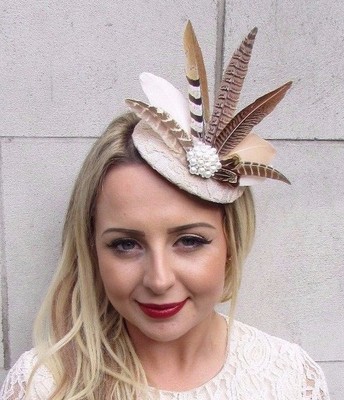 cream pillbox hat