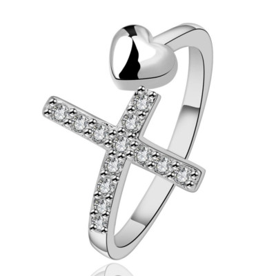 2ct Round Lab-Created Moissanite Cross Heart Promise Statement Ring Gold Plated