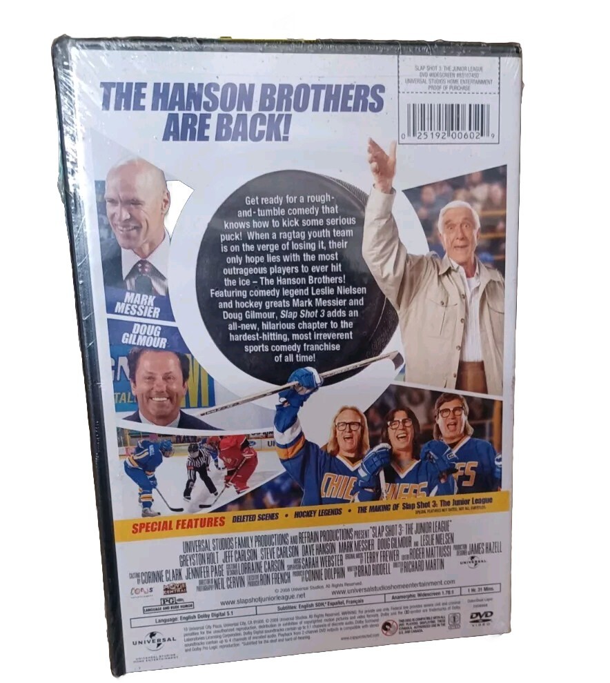 Slap Shot 3 - , Leslie Nielsen , Hanson Brothers - New DVD Hockey
