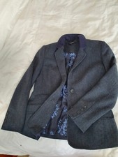 Women's Blue Dogtooth Maine Blazer, Size 12, Worn Once (pockets Still Stitched)