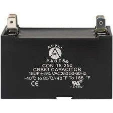 Appli Parts Fan Capacitor 15 mfd (microfarads) uf 250 VAC with 4 Terminal Connec