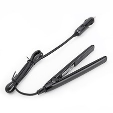 Image of 12V Compact Travel Festival Camping Portable In Car Hair Straighteners- Black