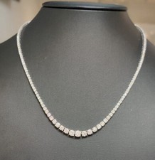 7.95ct 100% Natural Round Diamond Graduated Tennis Necklace, 18k White Gold