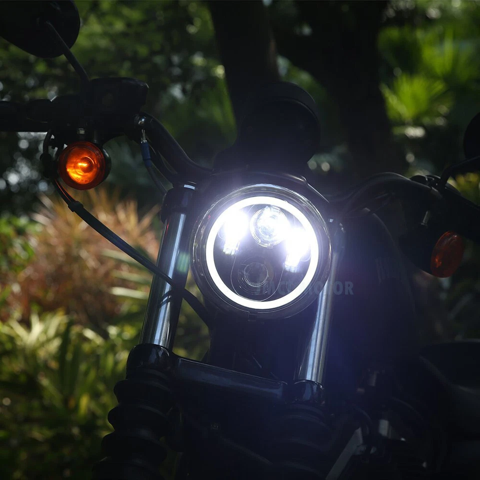 Faros LED redondos 75W para Harley Davidson FLD Touring modelos Softail de 7" EE. UU. Foto 3 de 4