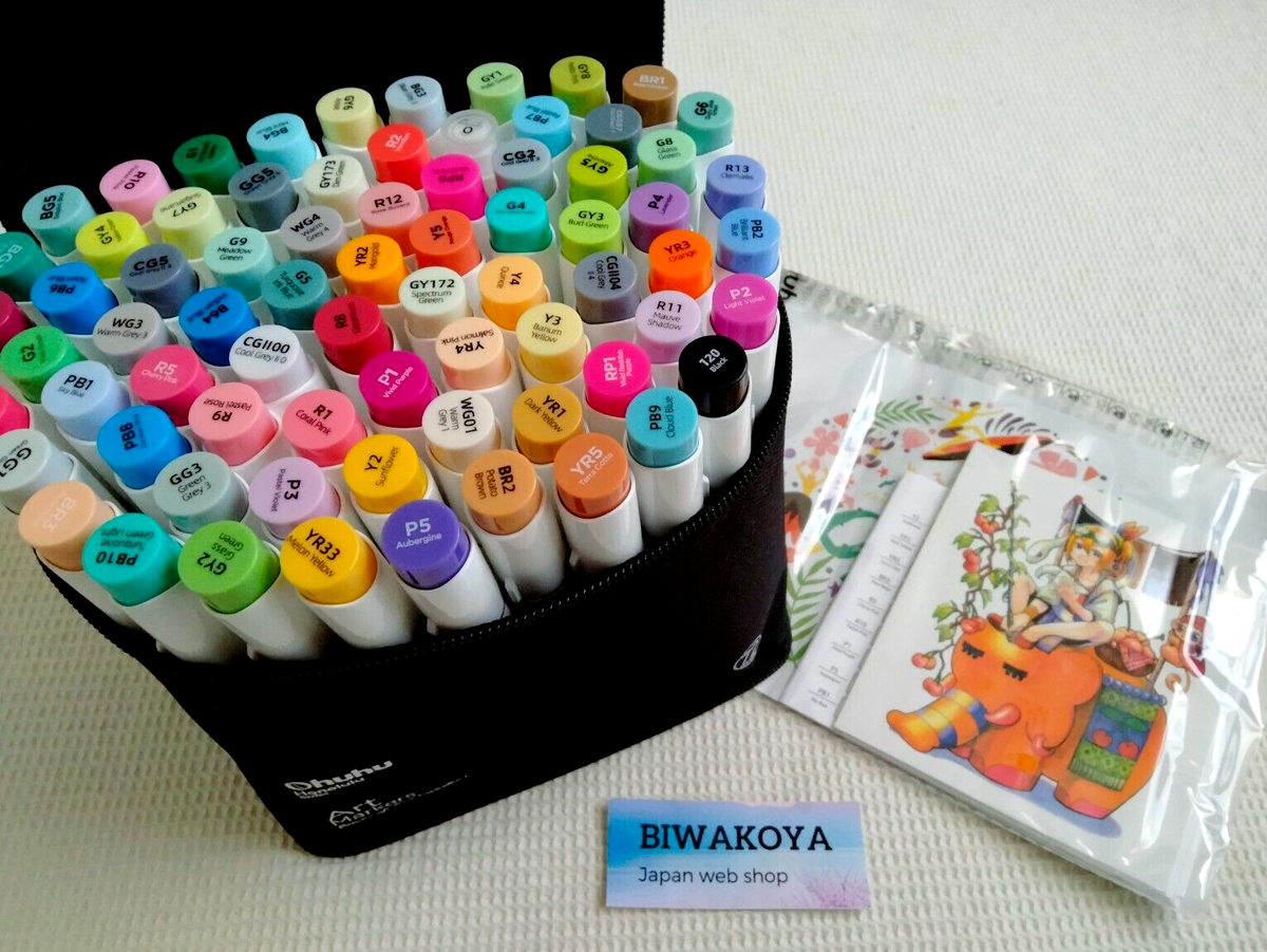 Ohuhu Marker Pen 72 Colors 73 Honolulu Brush tip & Bold type with