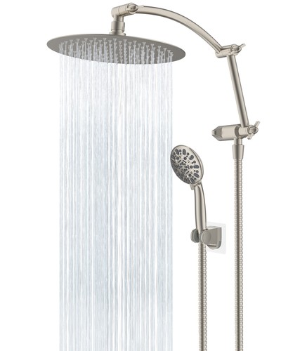 Hibbent All Metal Shower Head,10'' High Pressure Rain Shower Head/Handheld Combo - Picture 63 of 76