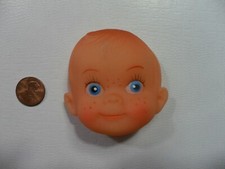Vintage 1/2 Head Vinyl Boy Face with Blue Eyes and Freckles - 2 1/2"