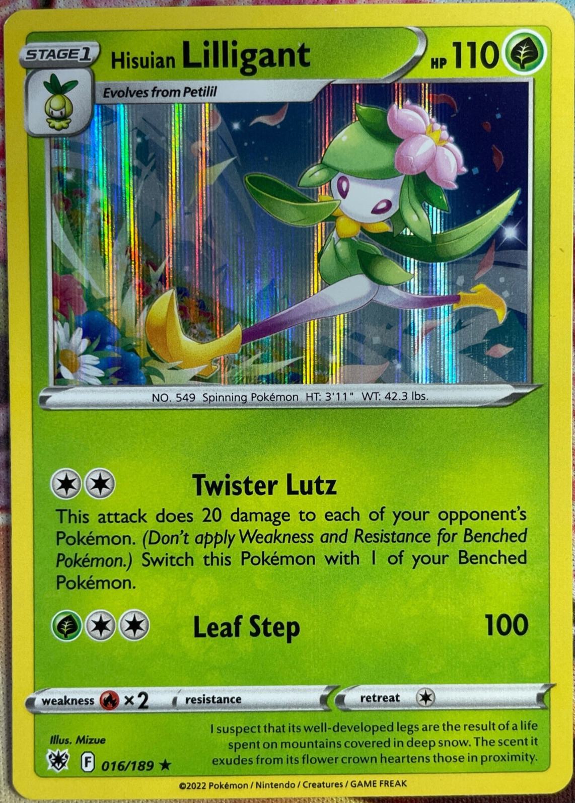 Hisuian Lilligant Holo Rare - 016/189 - Astral Radiance Pokemon 2022