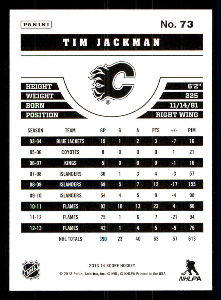 2013-14 Score Red Border #73 Tim Jackman - Image 2 of 2
