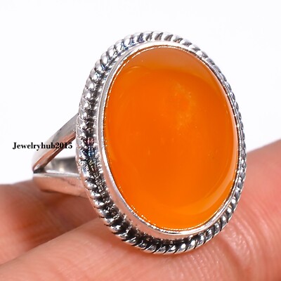 Orange Carnelian Gemstone Ring 925 Sterling Silver All Size MO**