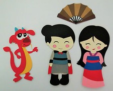 Princess Mulan Captain Shang Mushu Dragon Paper Die Cut Scrapbook Embellishment