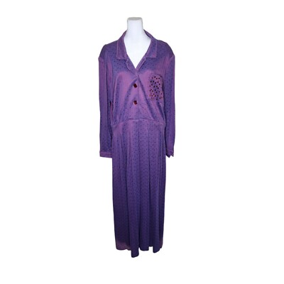Vintage 80s Long Sleeve Maxi Shirt Dress Women 2XL Purple Knit | eBay
