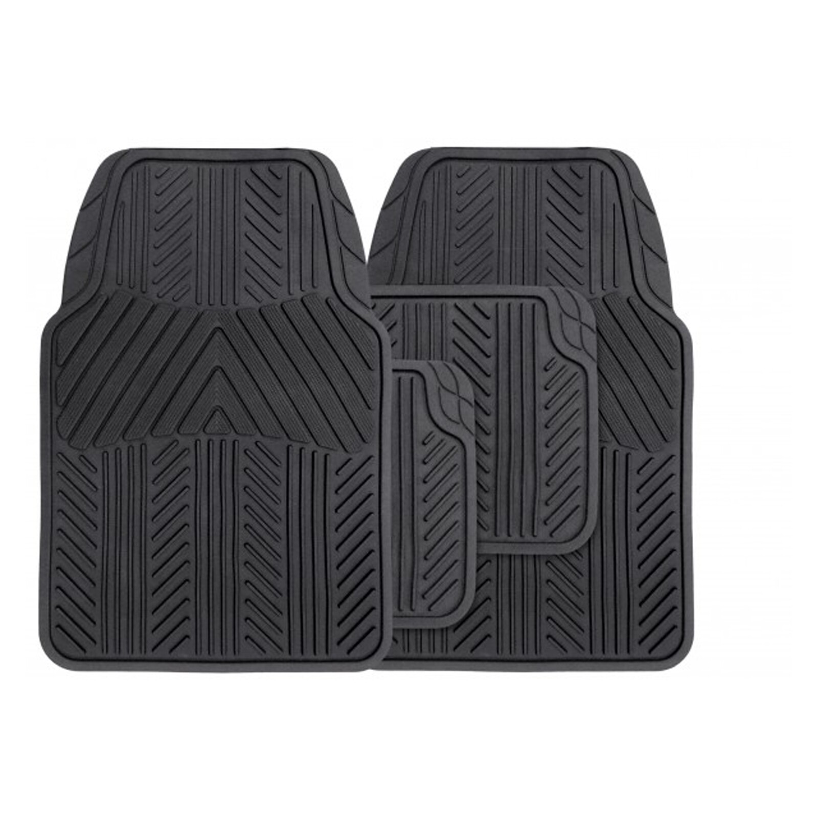 Universal Rubber Mat Set - Black - Set Of 4 - Anti Slip - Streetwize SWCM99