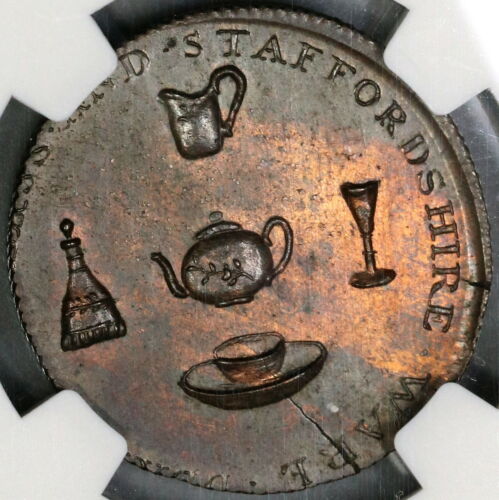 1793 NGC MS 63 Hallan's Conder 1/2 Penny Glass Warwickshire DH 131 (19082002C)
