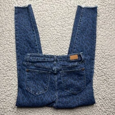 Judy Blue Jeans Womens 7/28 Blue Cheetah Print Skinny Fit Stretch Denim Ankle
