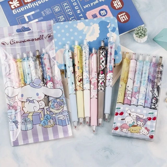 6Pcs/Set Cinnamoroll School Supplie Sanrio Kuromi 0.5mm Gel Pens 200pcs Stickers - Image 3 of 4