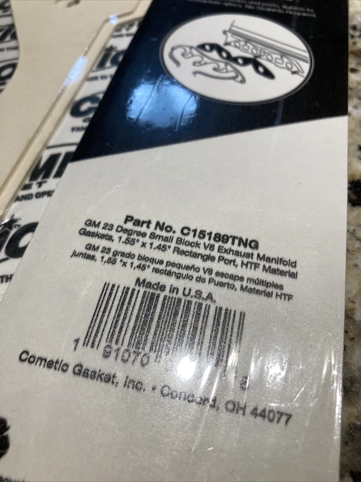 2 juntas de colector de escape Cometic c15189tng para Gm Chevy 23 SBC puerto rectangular Foto 2 de 4
