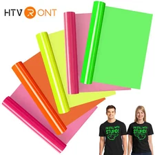 12" x 10FT Fluorescent PU Heat Transfer Vinyl HTV Neon Iron on Shirts for Cut