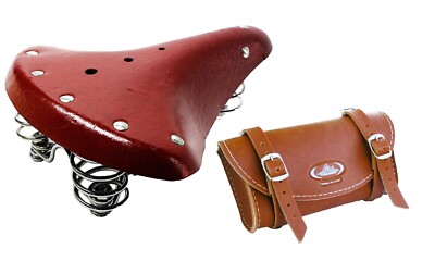 Selle Vélo Cuir Selle Vintage Montegrappa Graziella Mod.07/F + Sacoche